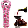 thumbnail image 3 of Wrapables Insulated Neoprene Wine Tote, One Bottle, Pink Roses, 3 of 6