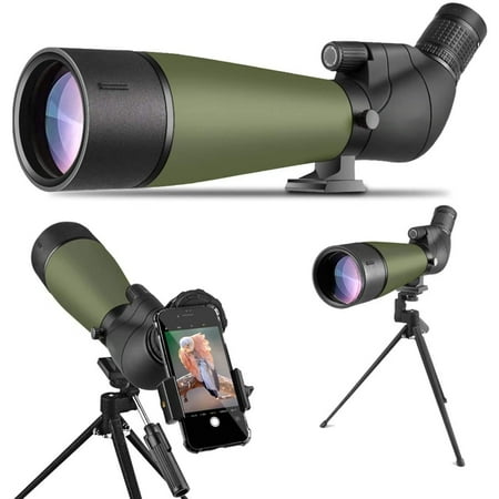 20-60x60 BAK4 High Definition Spotting Scopes with Tripod Carrying Bag Phone Holder Waterproof Spotting Scopes for Target Shooting Bird Watching Wildlife Scenery Hunting
