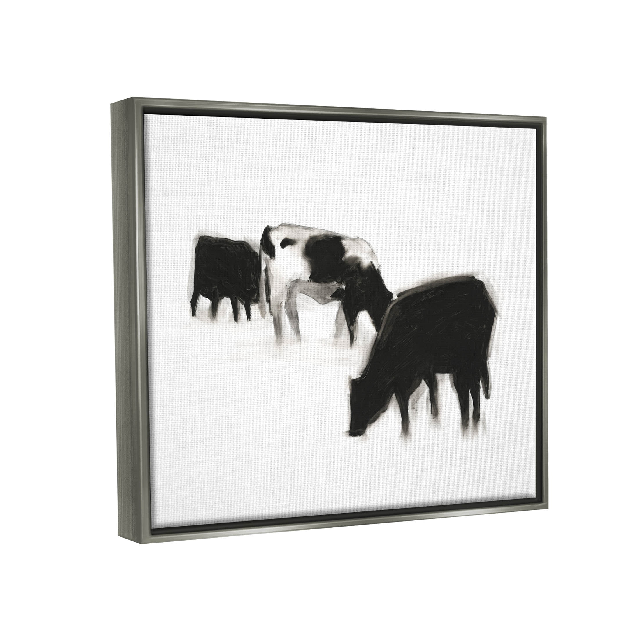 Stupell Industries Modern Farm Cow Silhouettes Graphic Art Luster Gray Floating Framed Canvas Print Wall Art, Design by Ethan Harper