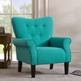 thumbnail image 3 of Modern Wing Back Accent Chair Roll Arm Living Room Cushion with Wooden Legs, 3 of 7