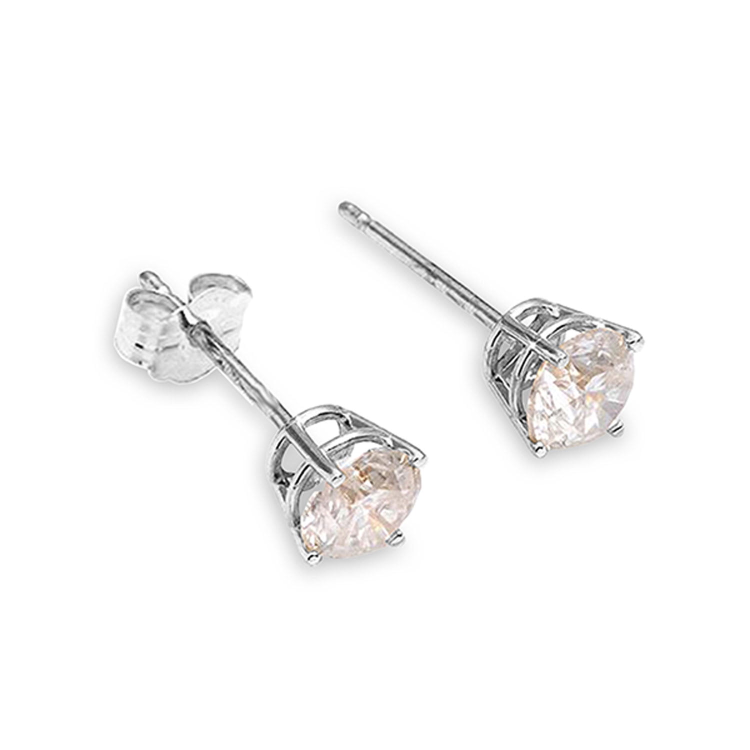 14K White Gold Solitaire Studs Earrings 0.20 Ct Natural Round Diamond Appraisal 