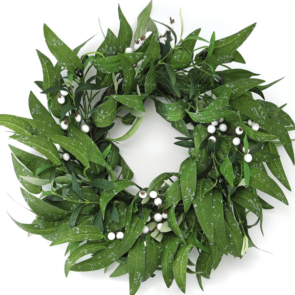 22Inch Spring Wreath for Front Door Summer Wreath with Artificial Green Olive Hanging Decorations Door Wreaths Wall Decor for Indoor Outdoor