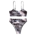 thumbnail image 1 of Cathalem Bikini Tops for Women Large Breast Halter Deep V Neck Back Hook Cheeky Bottom Stitching Embroidered,Grey S, 1 of 5