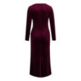 thumbnail image 4 of IROINNID Formal Dress for Women Wedding Guest Evening Party Formal Dress Strapless Solid Color Block Button Off The Shoulder Long Sleeve Jumpsuit Wide Leg Pants Rompers,Burgundy, 4 of 6