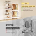thumbnail image 5 of H2 Wall Mounted Clothing Rack, Expandable Industrial Pipe Clothes Rack Garment Racks for Hanging Clothes, Heavy Duty Closet Organizers and Storage in Closet System, White, 5 of 9
