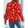 thumbnail image 6 of Biezeib Women's Autumn Winter Knit Sweater Long Lantern Sleeve Crewneck Heart Print Casual Knitwear, 6 of 6