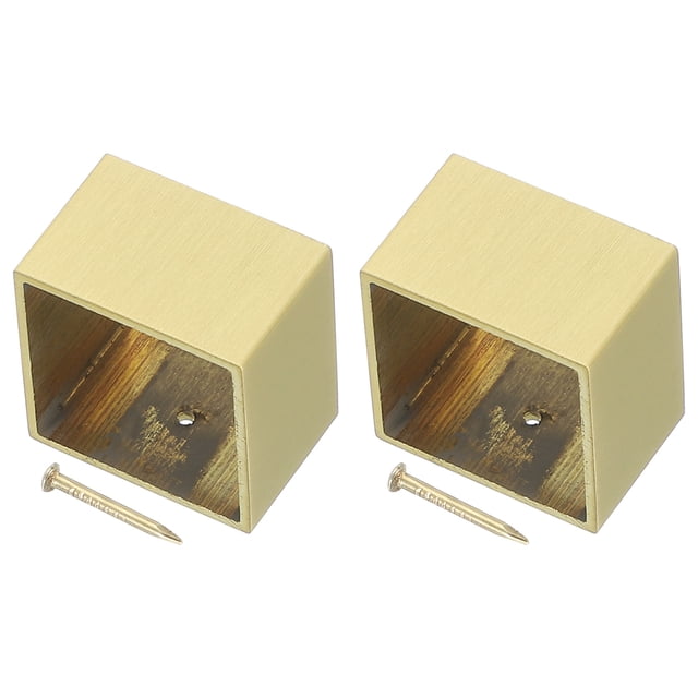 Uxcell 2 Pcs Cubierta de Pie de Muebles de Latón, 1.06 x 1.18 x 0.79 Pulgadas, Cubiertas de Patas de Muebles Cuadradas Doradas para Proteger el Suelo de Sillas, Mesas, Sofás, Camas