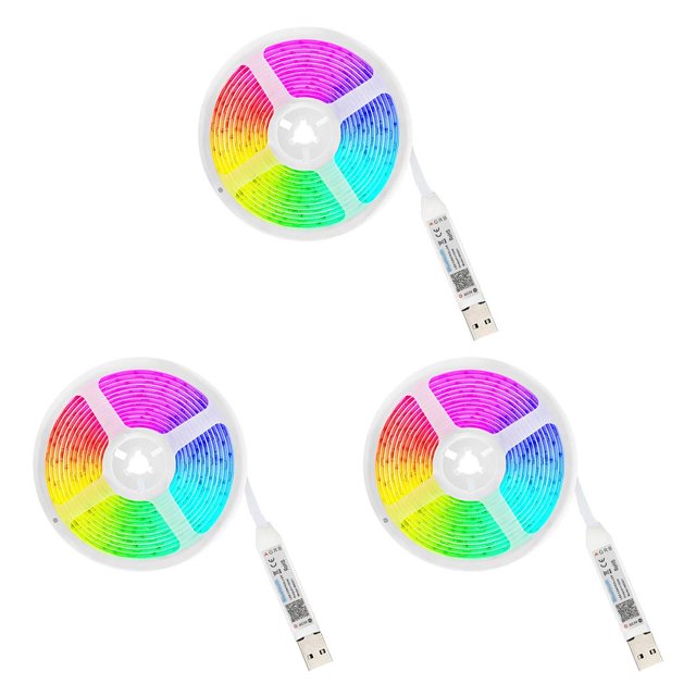 Billuyoard Cadena de luz LED USB Powered 5050 RGB Tira de luz Cadena de lámpara de control Bluetooth, 4 metros, 72 luces, no resistente al agua Type1 NO1 Billuyoard CBP077047