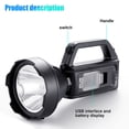 thumbnail image 5 of Rechargeable LED Searchlight Portable Super Bright Handheld Spotlight Flashlight, 5 of 6