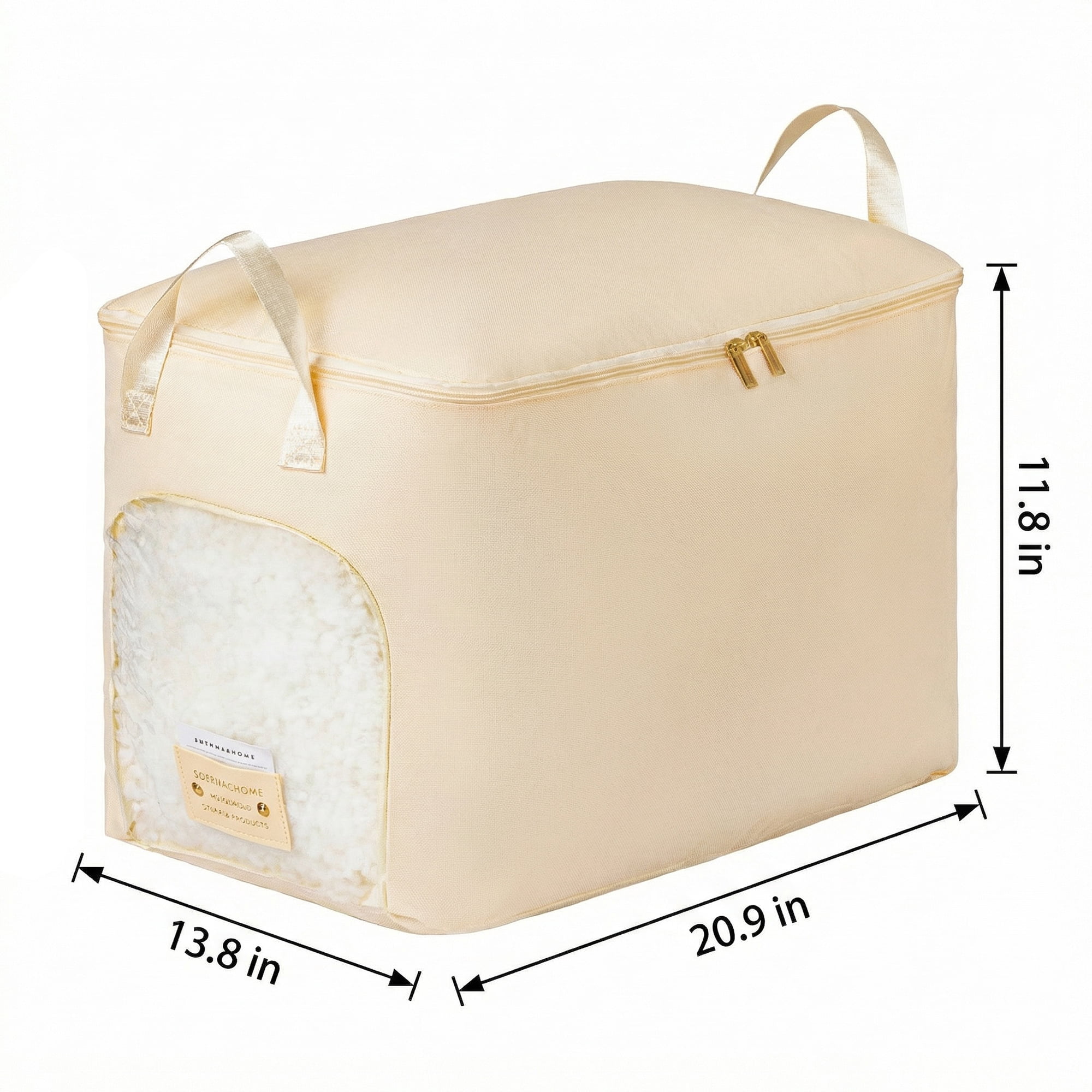 Unique Bargains Storage Bags with Handles for Organizing Bedroom Beige 11.8"x20.9"x13.8"