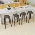 thumbnail image 2 of 24 Inch Stackable Bar Stools - Set of 4 Backless Metal Counter & Dining Chairs for Indoor/Outdoor Use,Bronze, 2 of 14