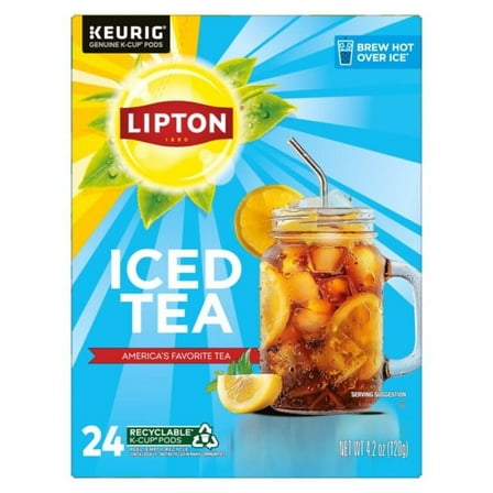 Lipton Classic Unsweetened Iced Tea, K-Cup Portion Pack for Keurig Brewers, 24 Count.