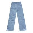 thumbnail image 4 of Ticikt Womens High Waisted Raw Hem Jeans Stretchy Wide Leg Frayed Straight Denim Pants,Color:Blue,Size:L, 4 of 5