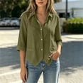 thumbnail image 3 of TGSLY Women's Button Down Shirts Lightweight Soft Collared Solid Color Blouses Loose Dressy Casual Cuffed 3/4 Sleeve Cotton Tops XL, 3 of 10