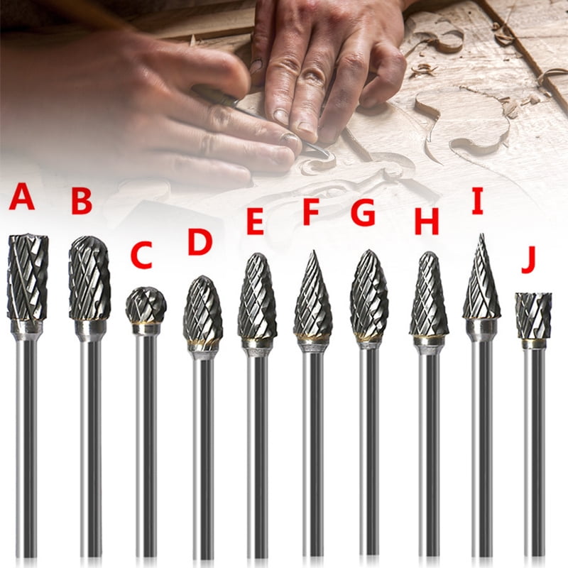 Flame Solid Carbide Burrs Rotary Tools Tungsten Steel Carving Woodworker Metal F 