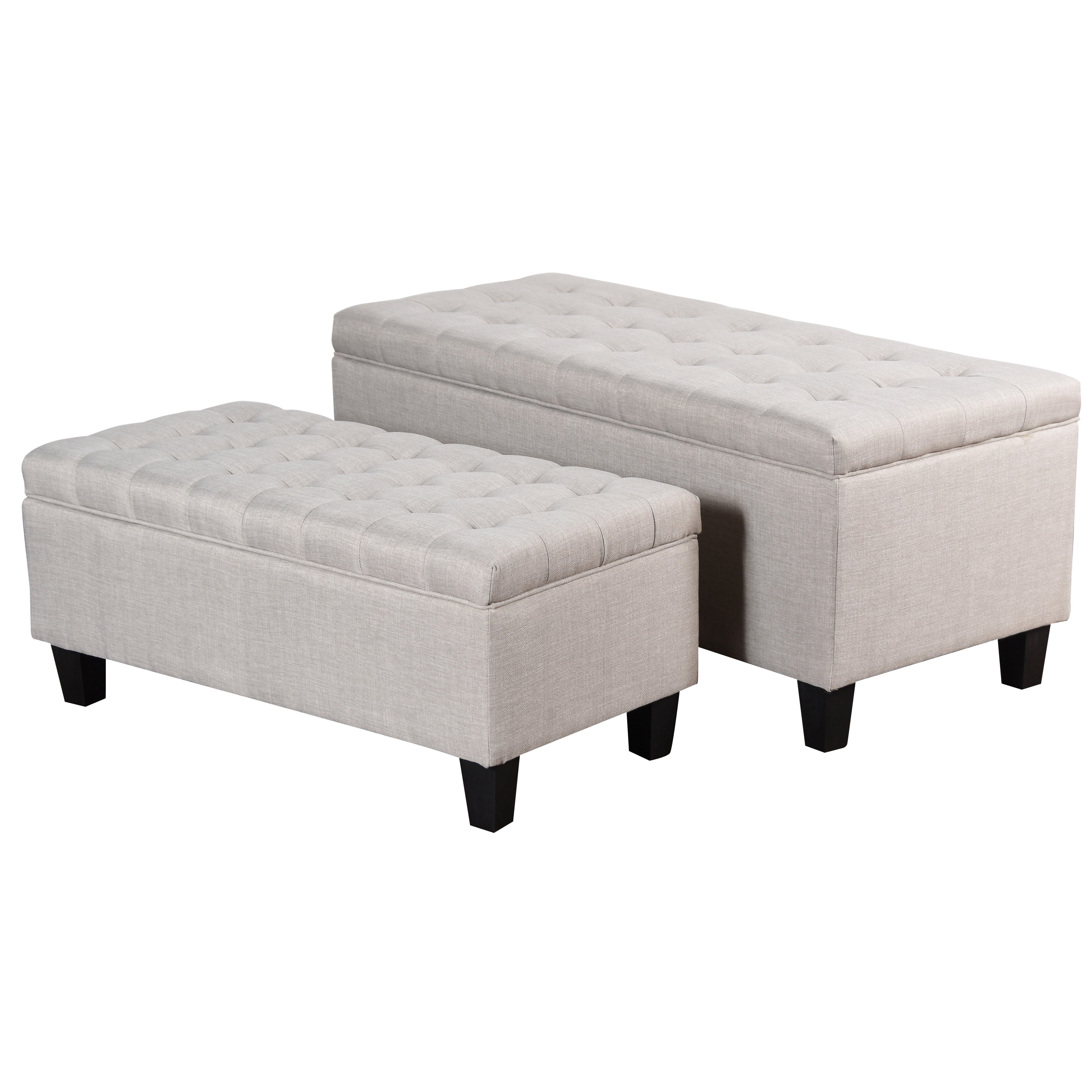 Tufted Upholstered Footed Nesting Storage Bench Set Of 2