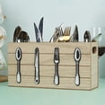 thumbnail image 1 of BR Porta cubiertos de madera con 4 compartimentos - Almacenamiento de cubiertos de mesa, 1 of 4