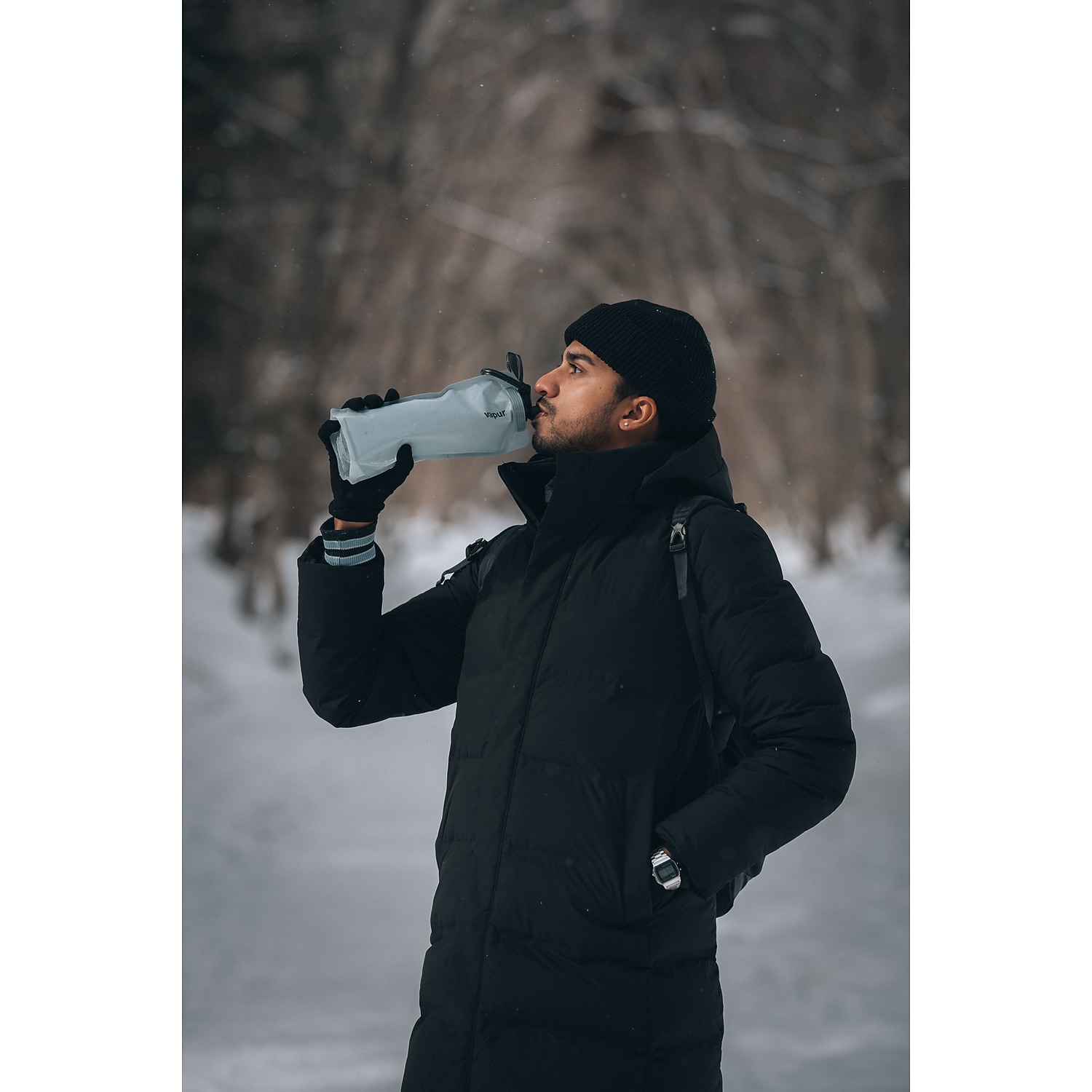 Vapur Anti-Bottle Collapsible Wide Mouth Water Bottle 34 oz. Blue Steel (30173)