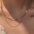 thumbnail image 2 of Double-layered necklace for women ins plain chain snake bone chain blade chain clavicle chain free delivery--silver-Product code 34553 silver, 2 of 4