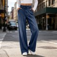 thumbnail image 4 of ClodeEU Women's Elastic Waist Wide Leg Jeans,Casual Loose Denim Pants with Pockets ,Women's S-XXL, 4 of 8