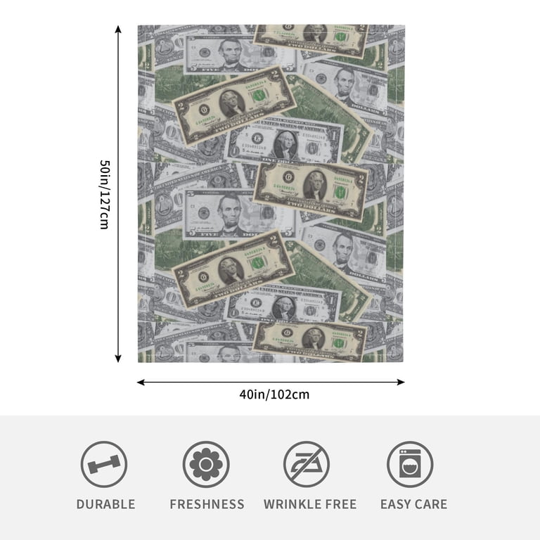 Money-Dollar Blanket For Boys Girls Neutral 40x50 Inches Money-Dollar Blanket For Boys Girls Neutral 40x50 Inches