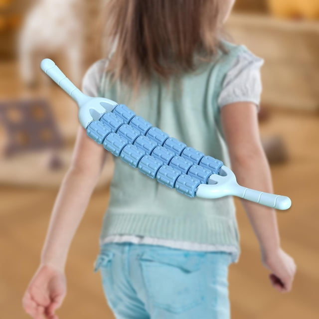 Rodillo de masaje de filas para entrenamiento, cómodo rodillo de relajación muscular, masajeador manual para pantorrillas, espalda, brazos, azul