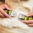 thumbnail image 2 of Nickelodeon Pet Collar, Dog Collar Metal Seatbelt Buckle, SpongeBob Close Up Expressions Crackle Black Gray Yellow, 9.5 to 13 Inches 1.0 Inch Wide, 2 of 9