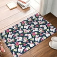 thumbnail image 5 of Balery Rabbit And Rose Doormat, Durable Flannel Fabric, Waterproof Stain and Fade Resistant, Low Profile,Indoor Outdoor Door Mats, Easy Clean Patio Entrance Mat, 16x24in, 5 of 9