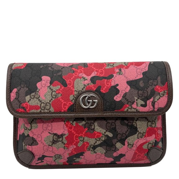 Pre-Owned Gucci Ophidia Camouflage GG Supreme Canvas Belt Bag Pink 752597