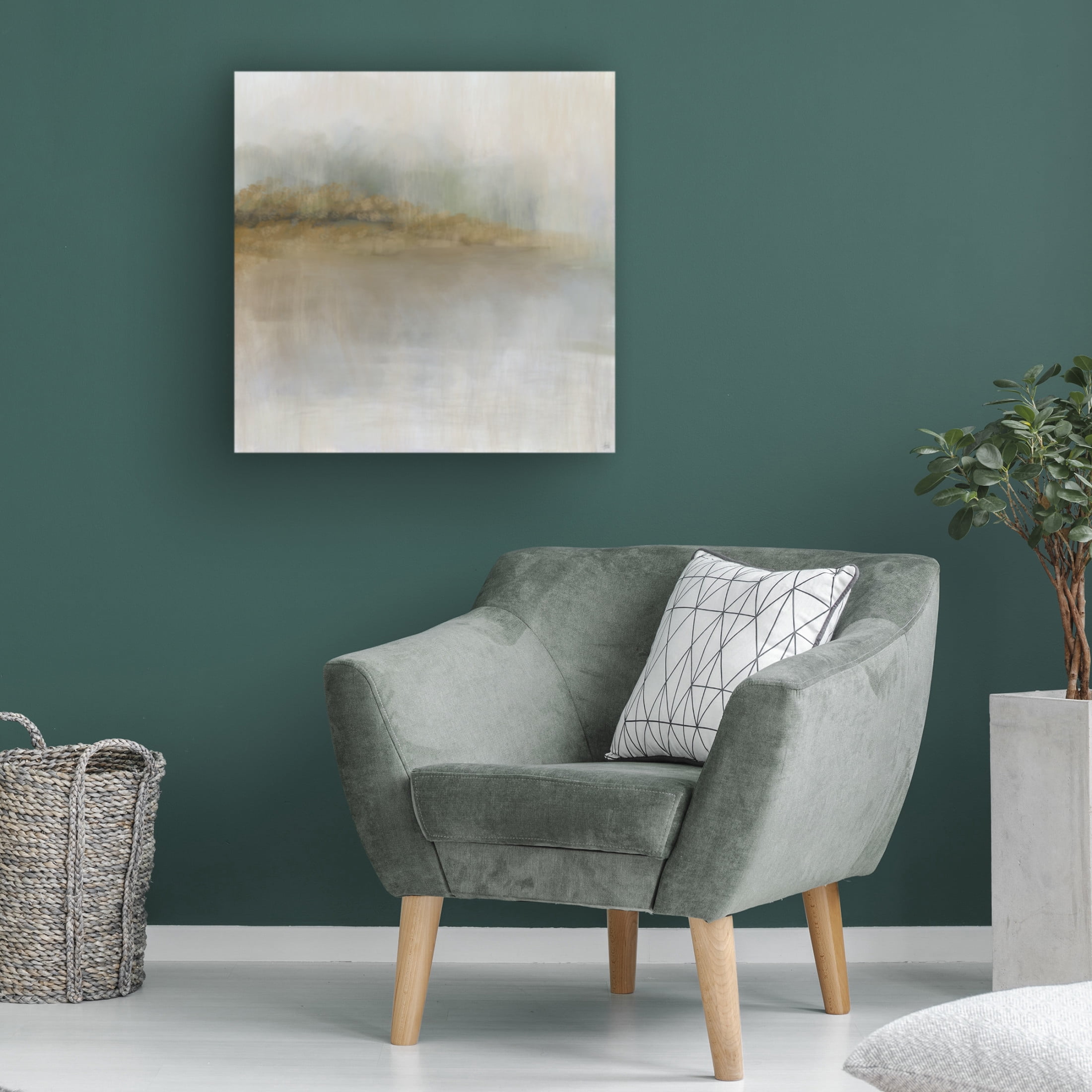 Canvas Wall Art - Line and Brush 'Golden Brush Landscape Abstraction' Wall Art for Living Room, Bedroom, or Office Décor by Trademark Fine Art - 14 x 14 Inches