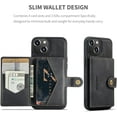 thumbnail image 2 of Case for iPhone 14 6.1 inch 2022, Detachable Magnetic Wallet Credit Card Cash Slot Case Cover Support Wireless Charging Functional Kickstand Compatible with iPhone 14 2022 (Black), 2 of 15