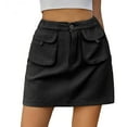 thumbnail image 2 of Skirts for Women Trendy Y2k Cargo Denim Mini Skirt High Waisted Stretchy Jean Shorts Black XXL, 2 of 7