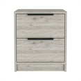 thumbnail image 6 of Xukmct Wood Nightstand with Metal Handle and 2 Drawers, Beside Table for Home, Bedroom, Light Gray, 6 of 7