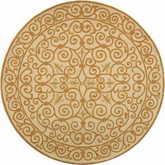 SAFAVIEH Chelsea Aragon Oriental Wool Area Rug, Ivory/Gold, 4' x 4' Round