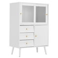 thumbnail image 1 of Sideboard Cabinet, White Accent Cabinet with Sliding Glass Door, 3 Drawers, Modern Buffet Cabinet with Storage - BCAL098WH, 1 of 7