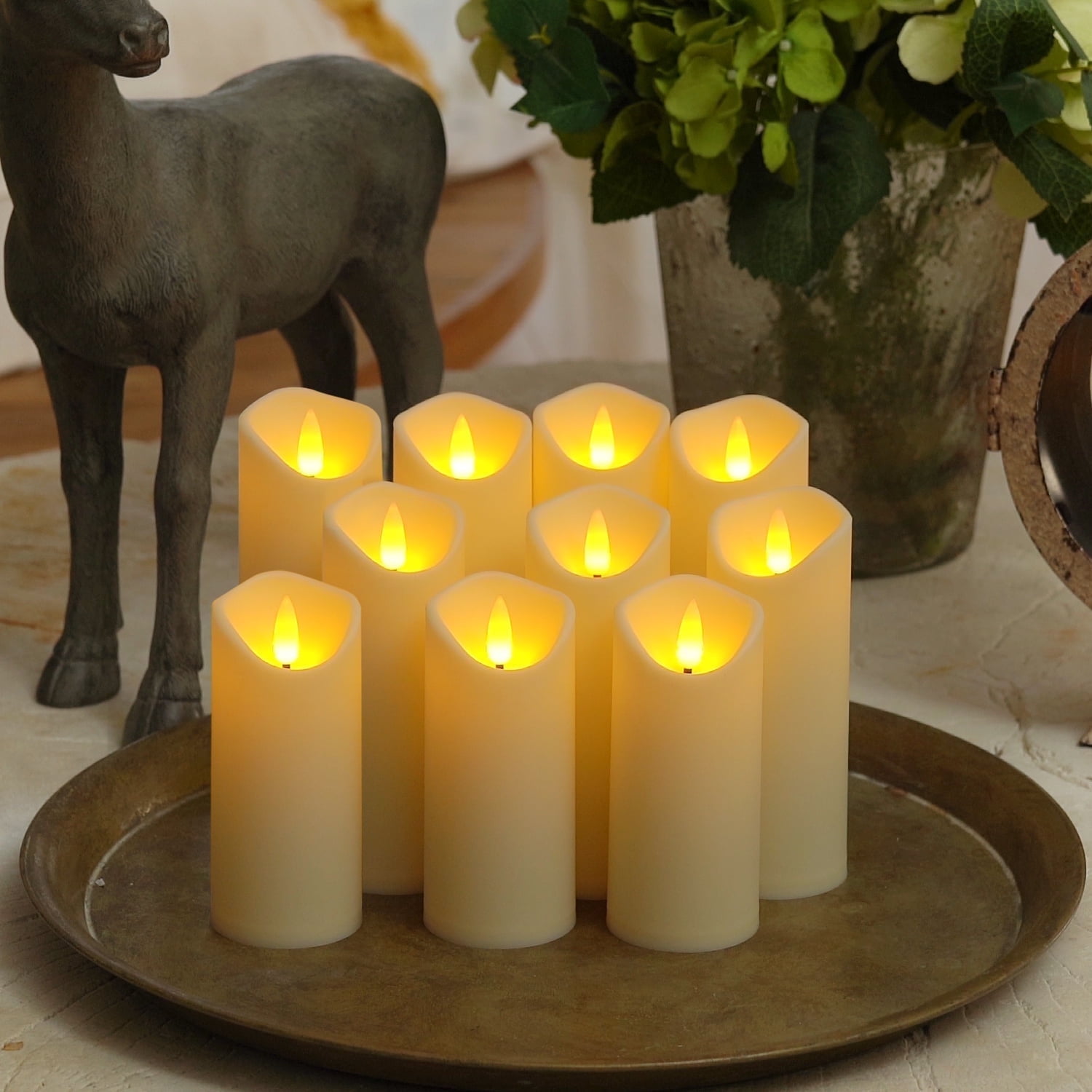 Merrynights Flameless Candles LED Battery Operated with Remote Timers Frosted Plastic, Set of 10
