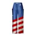 thumbnail image 4 of Lilgiuy 4th of July Pants for Women Casual Printing Pockets Elastic Mid-Waist Comfortable Wide-Legged Loose Independence Day Pants Cooling Tactical Hiking Pants, 4 of 4