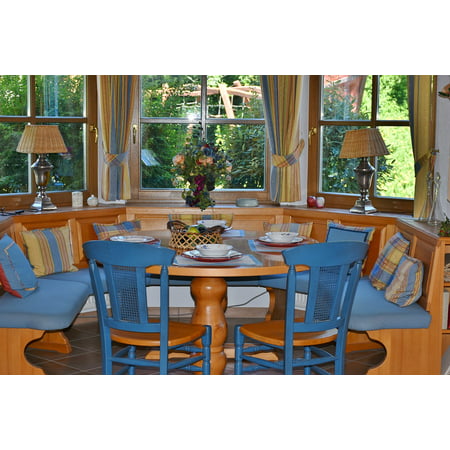 Canvas Print Bay Window Dining Area Country House Dining Room Stretched Canvas 10 x