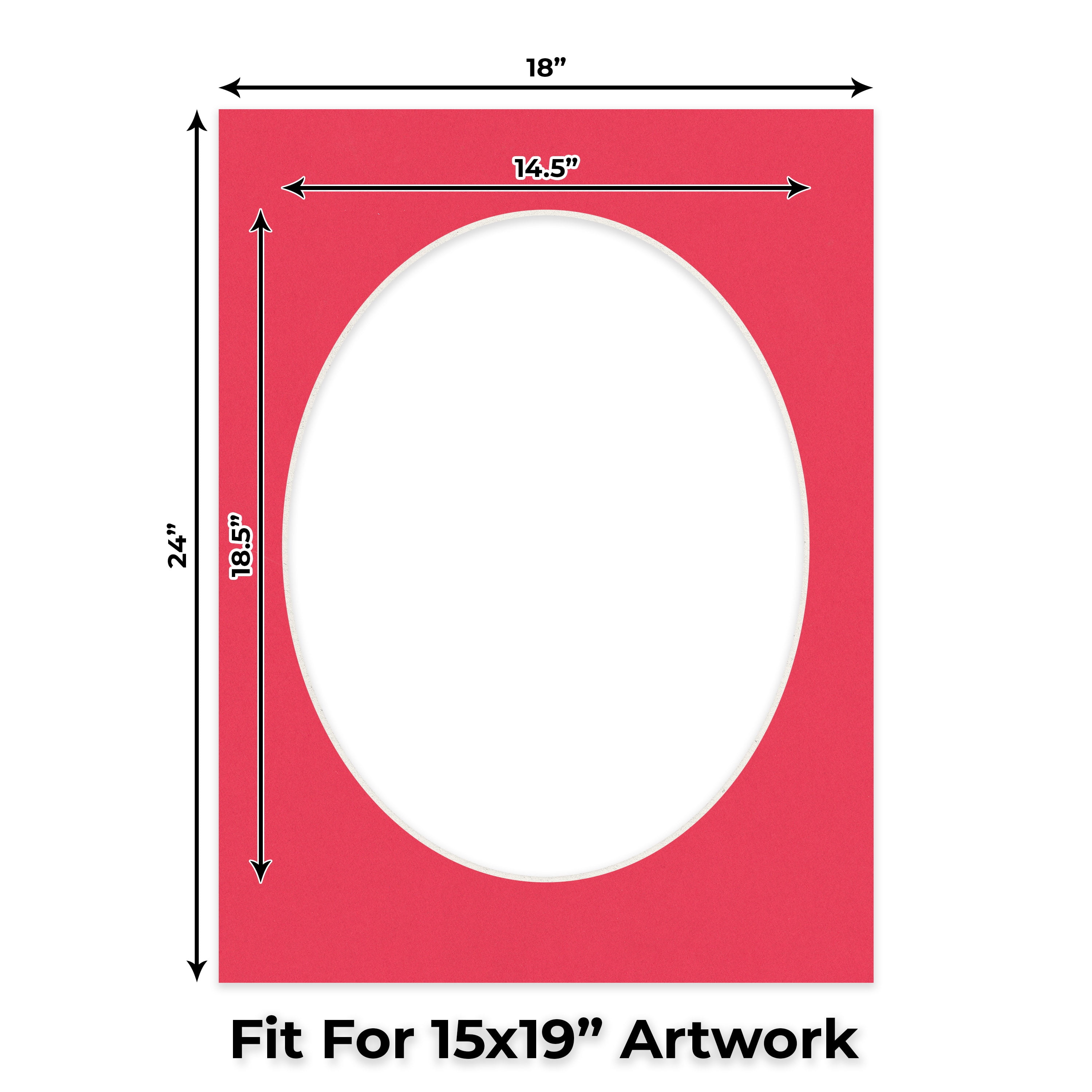 Cardinal Red Picture Frame Mat for 18x24 Frames - Oval Opening for 15x19 Photos - 10 Mats