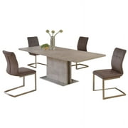 Milan Kaitlynn 35" x 63" Gray 5-Piece Dining Set with 4 Fabric Chairs