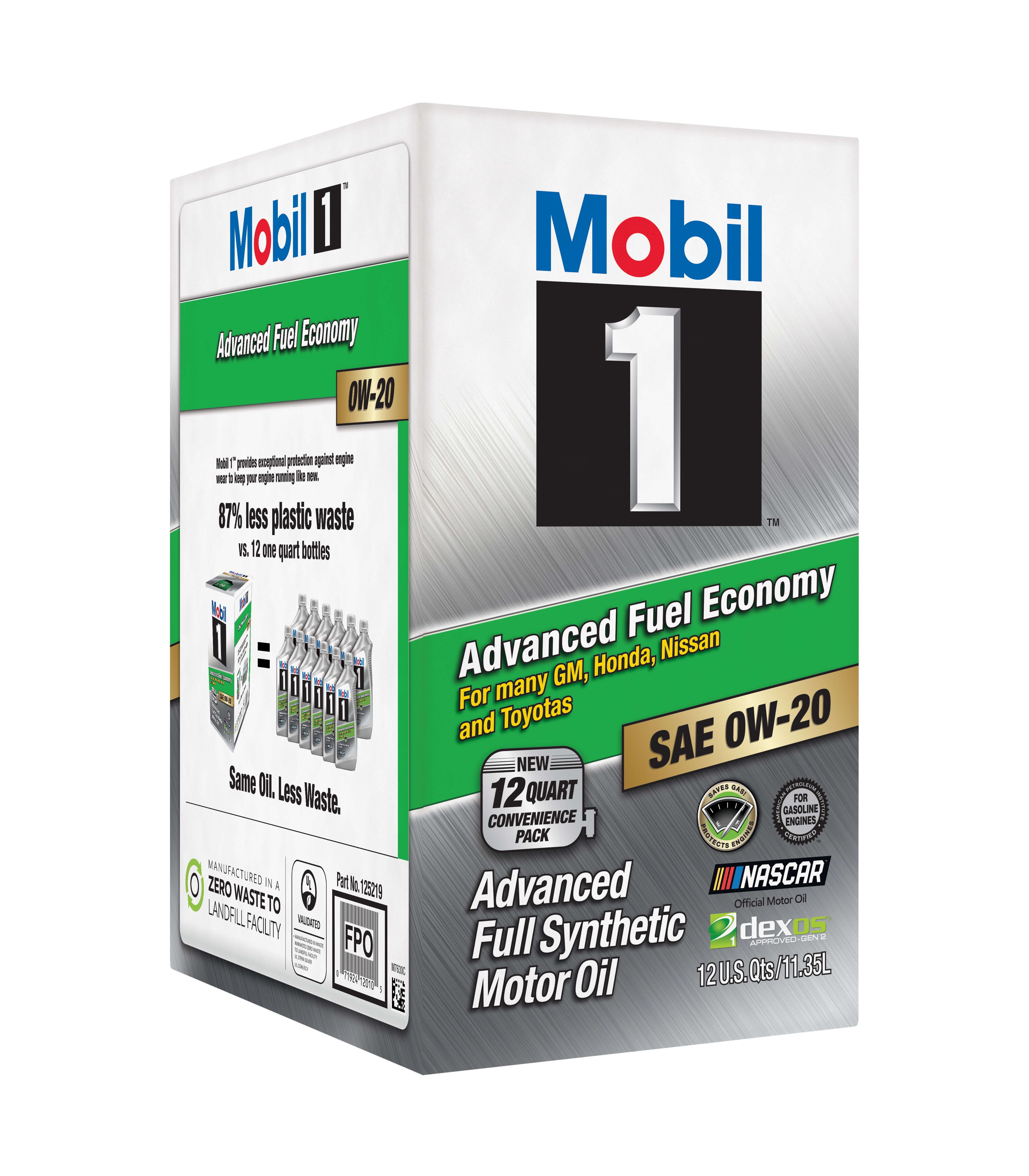 Mobil 1 Advanced Fuel Economy Full Synthetic Motor Oil 0W20, 12 qt box Mobil 1 Advanced Fuel Economy Full Synthetic Motor Oil 0W20, 12 qt box
