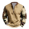 thumbnail image 3 of Feancey Mens Vintage Western Sweatshirt Aztec Ethnic Graphic Pullover Half Zip Crewneck Oversized Sweatshirts Cowboy Raglan Sleeve Tops with Elbow Patches Khaki6 5XL, 3 of 4