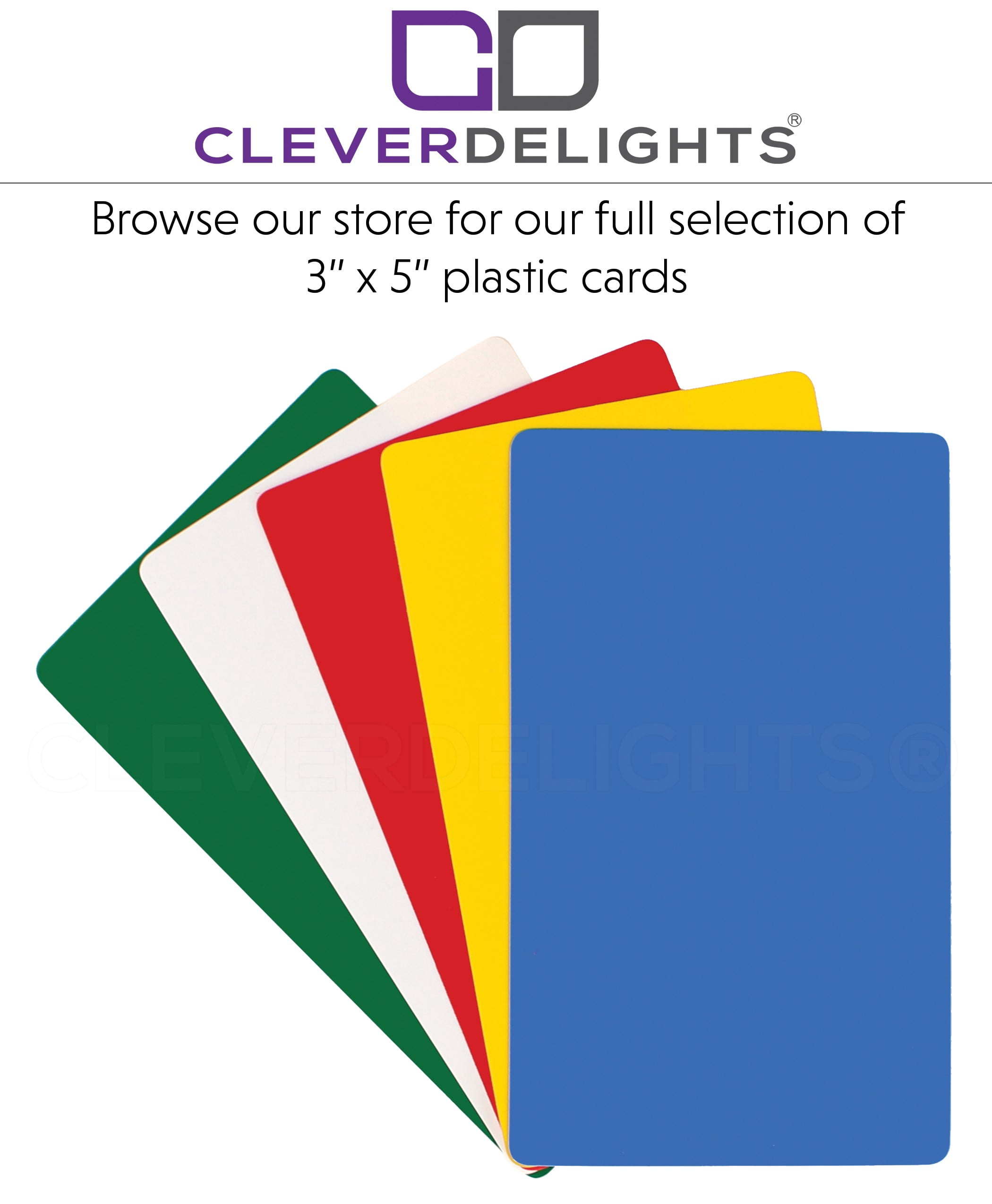 CleverDelights White Plastic Cards - 3" x 5" - 100 Pack - Waterproof Heavy Duty 3x5 Card