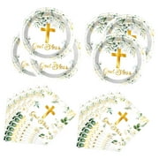SKYSONIC God Bless Tableware Set, First Communion 20 Plates and 20 Napkins, For Baptism Church Party Decor