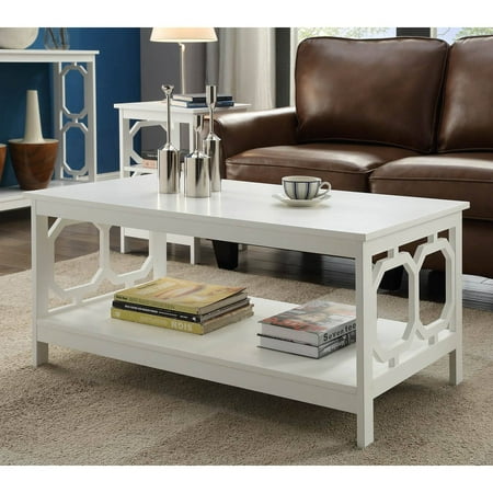 Convenience Concepts Omega Coffee Table with Shelf, White