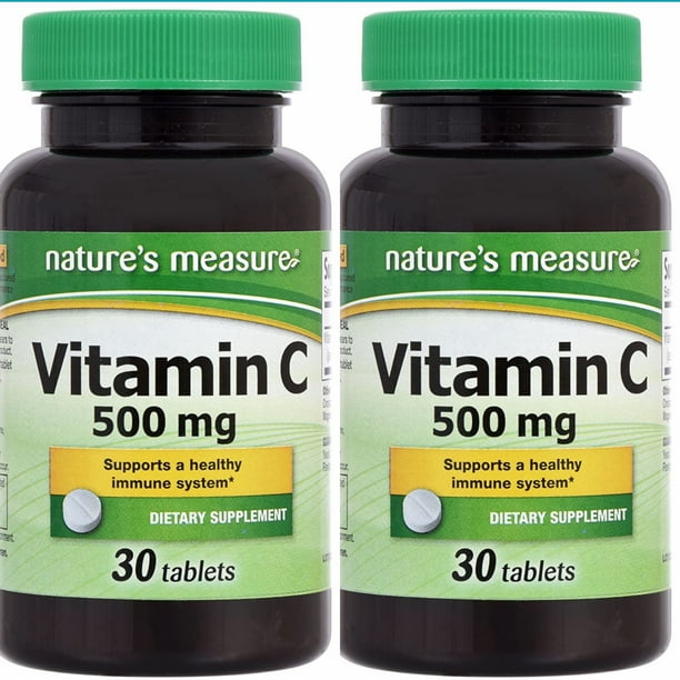 2 Vitamin C, 500 mg 30 Tablets Each - Walmart.com