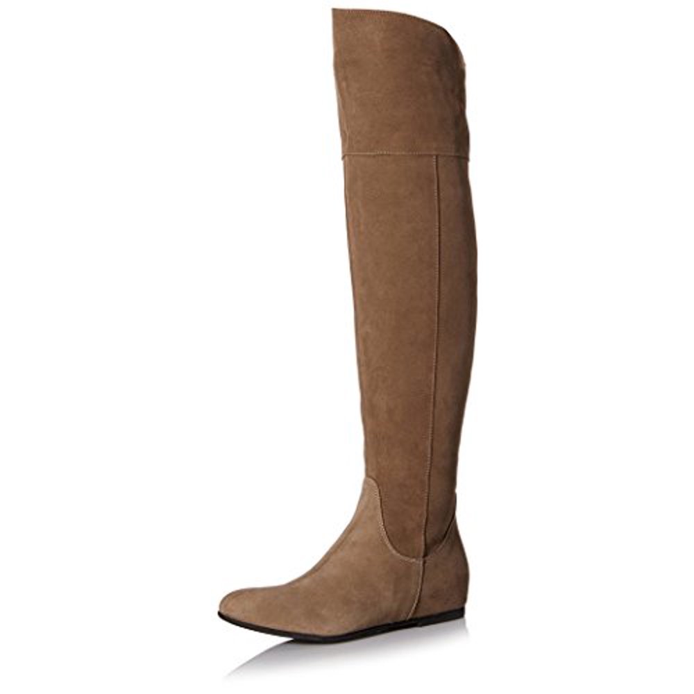 Butter Butter Women's Dished Over The Knee Flat Boot, Taupe Suede