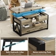thumbnail image 5 of 40" Lift Top Coffee Table,4 in 1 Multi-Function Lift Coffee Tables with Storage Drawers and Hidden Compartmen,Farmhouse Coffee Table with Lifting top for Living Room,Grey, 5 of 8