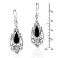 thumbnail image 3 of AeraVida Victorian Style Teardrop Black Onyx Sterling Silver Fishhook Dangle Earrings, 3 of 5