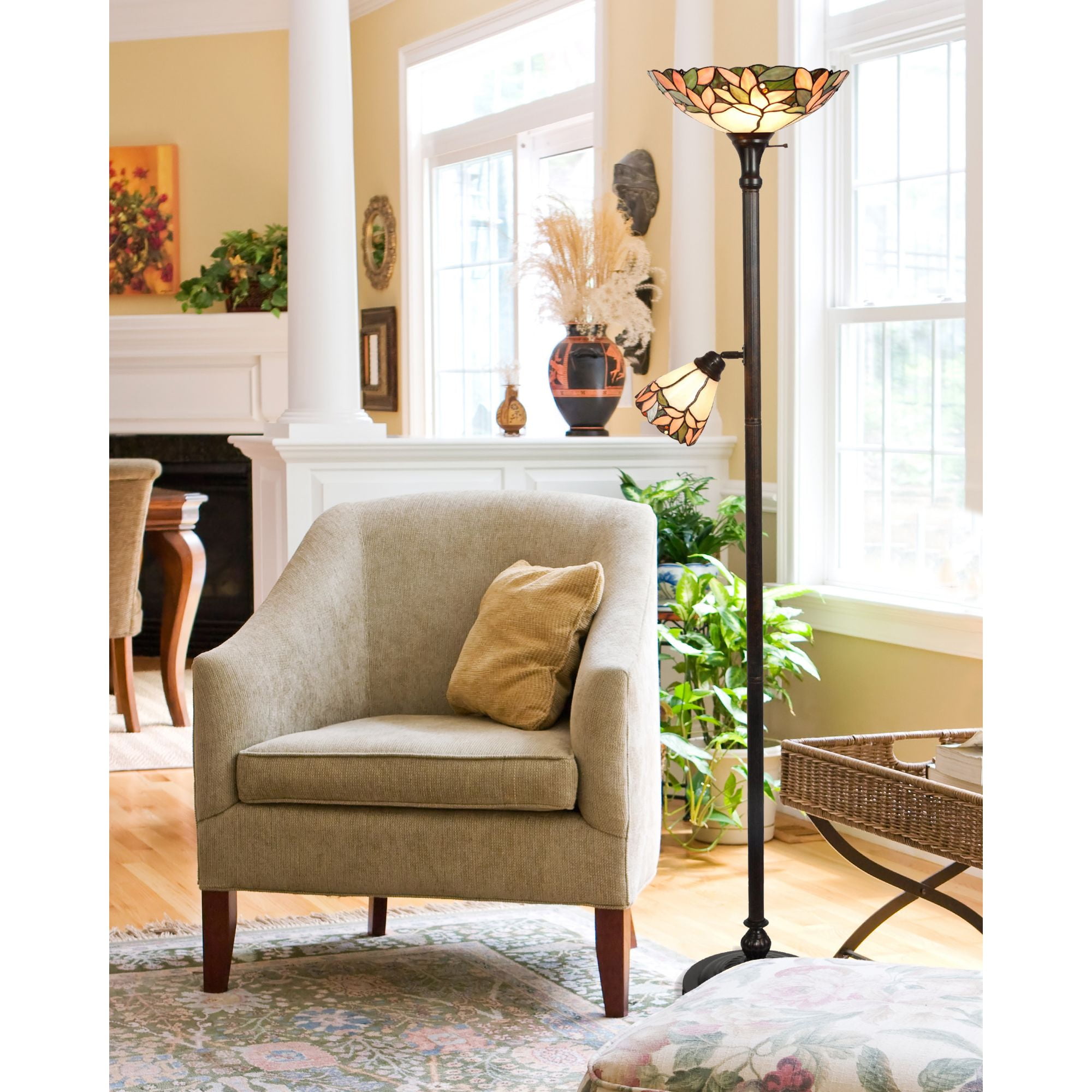 Dale Tiffany Lighting - Crystal Leaf - 2 Light Floor Lamp with Side Light